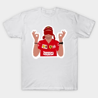 Charles Leclerc blindfolded and zen for a Ferrari challenge in 2020 T-Shirt